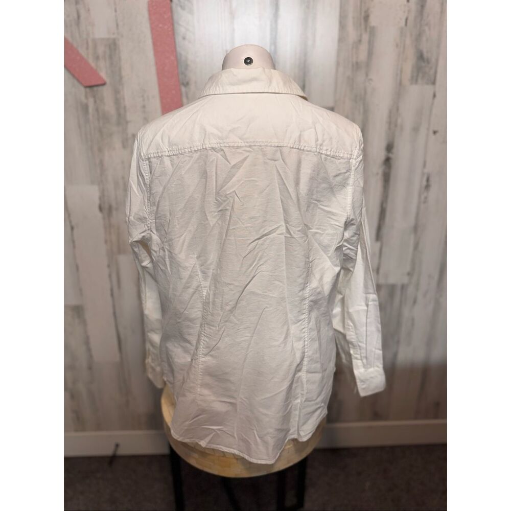 H&M Solid White Button Up Shirt Womens Size Extra Large XL Long Sleeve Cotton Bl - Picture 6 of 7